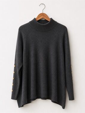 Dark Grey Sweater with Button Detail Large L